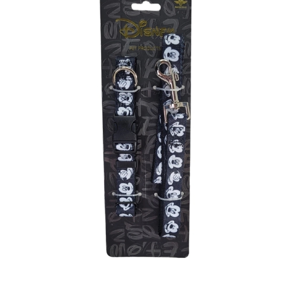 Disney Dog Collar & Leash Size M Mickey Mouse Expressions By Buckle Down New